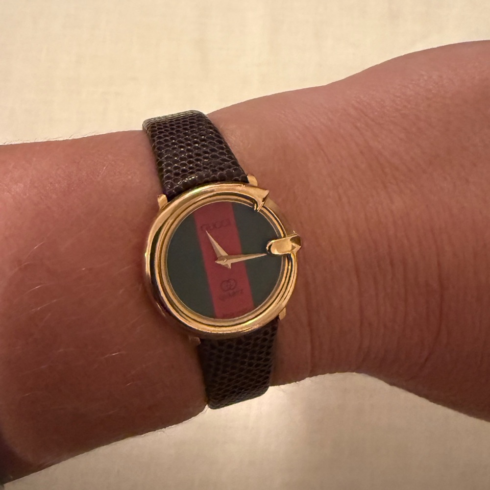 Gucci Gold and Brown Timepiece